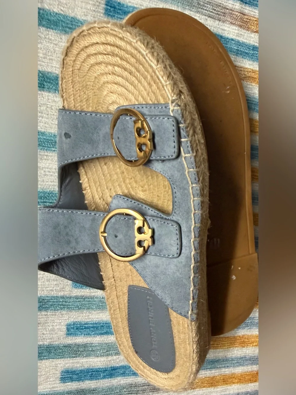 Tory Burch blue espadrille sandals 9